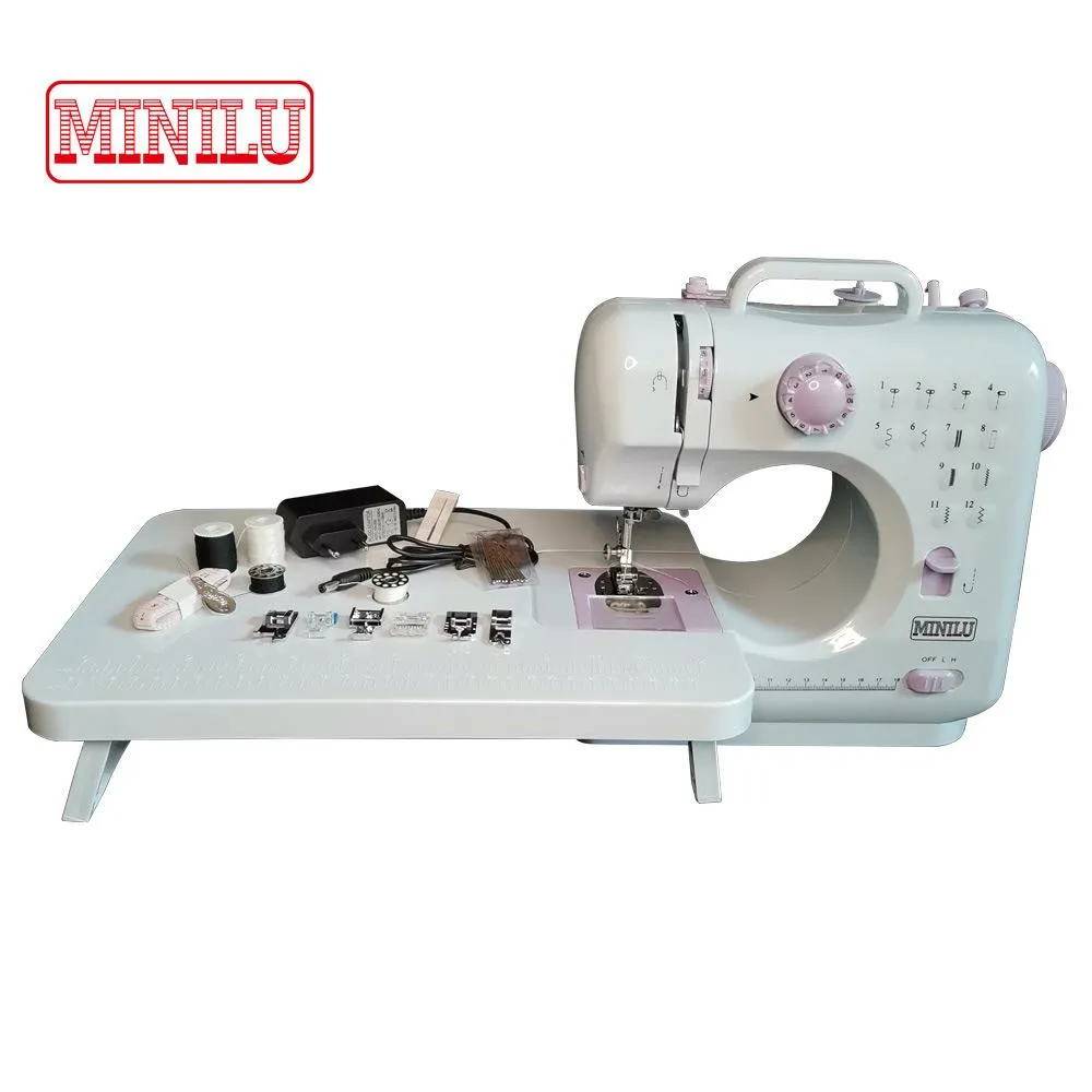 Maschinen MINILU Haushaltsnähmaschine 505L Stricken Elektrisch Mini Tragbarer Freiarm 110240Volt DC Power Fußpedal