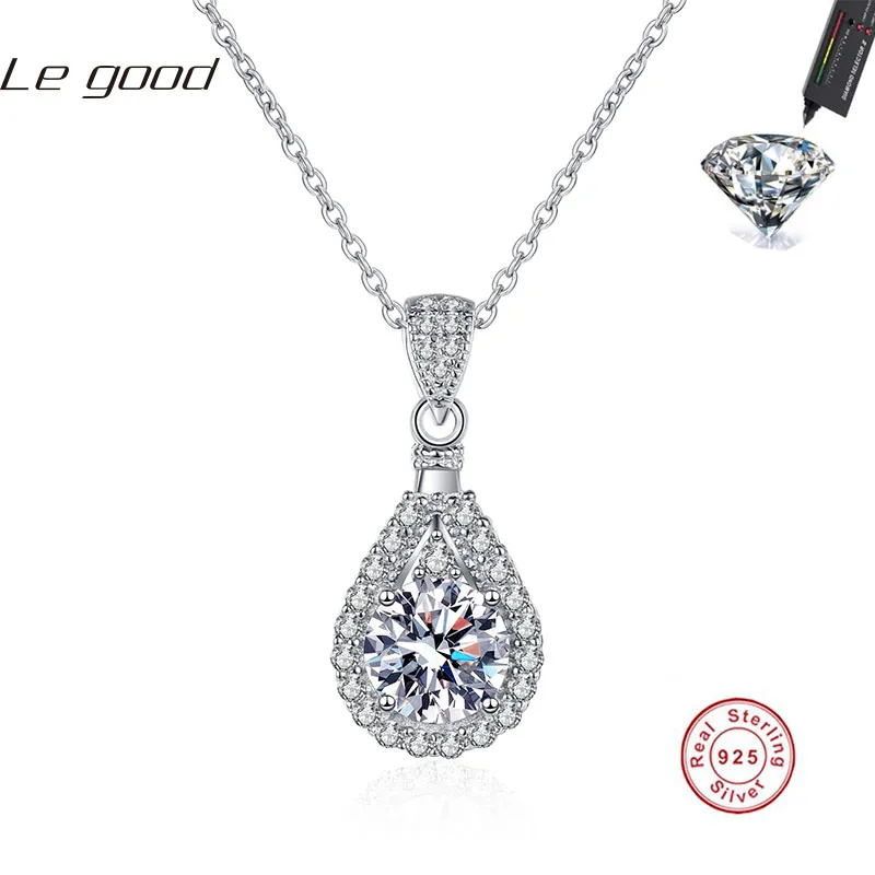 1Ct 2CT Moissanite Stone Pendant Necklaces Summer Trendy 925 Sterling Silver 2023 Woman Necklace Jewelry