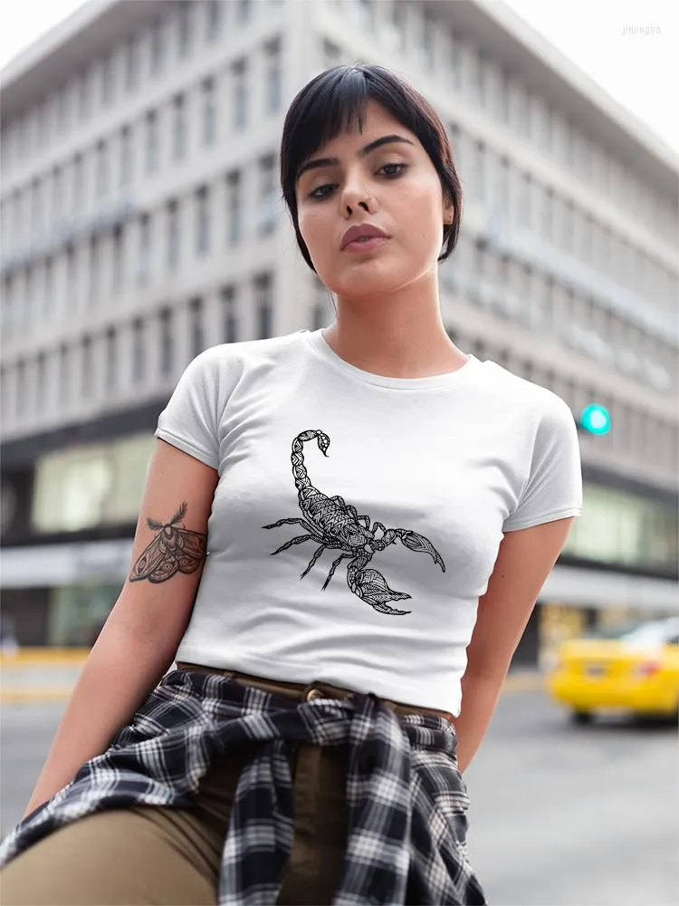 Women's T Shirts Grunge Clothes Edgy Aesthetic Scorpion Indie Accessories  Women Shirt Harajuku American Street Chic Style Tomboy T-Shirt