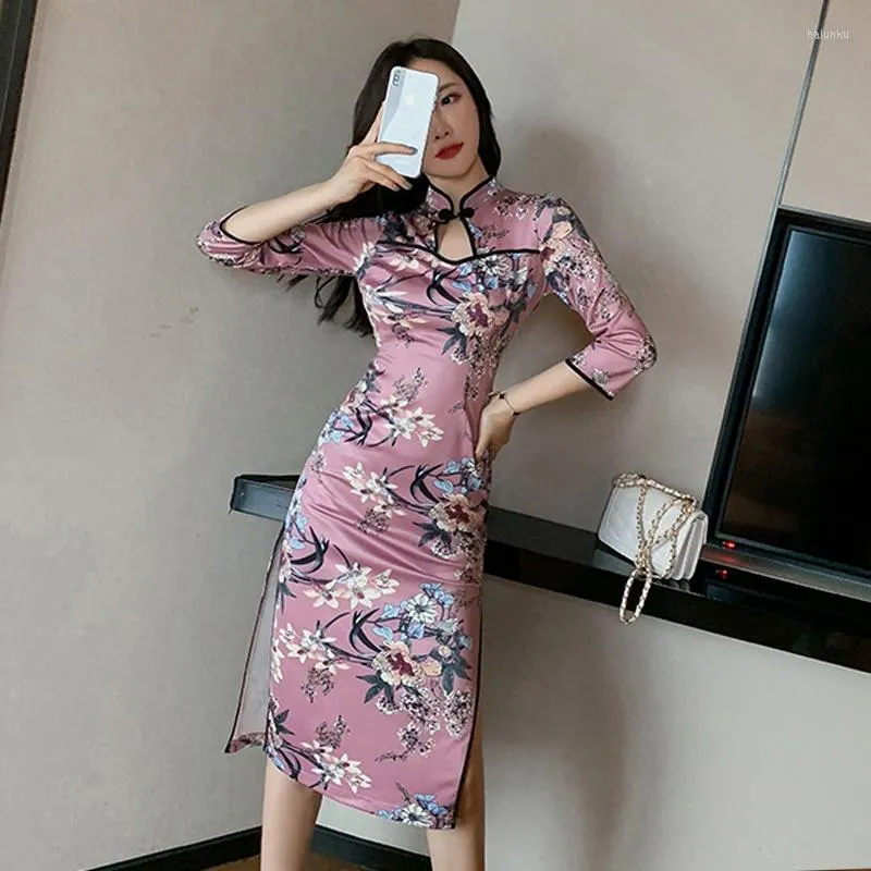 الملابس العرقية مثيرة اللباس الشرقي Qipao الصينية Cheongsam فيتنام الفساتين اليابانية الآسيوية التقليدية AO Dai FF2798