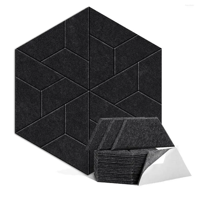 Bilarrangör 36 Pack Acoustic Panels Hexagon Self Adhesive Sound Sound Proof Foam Office Studio Dark Grey