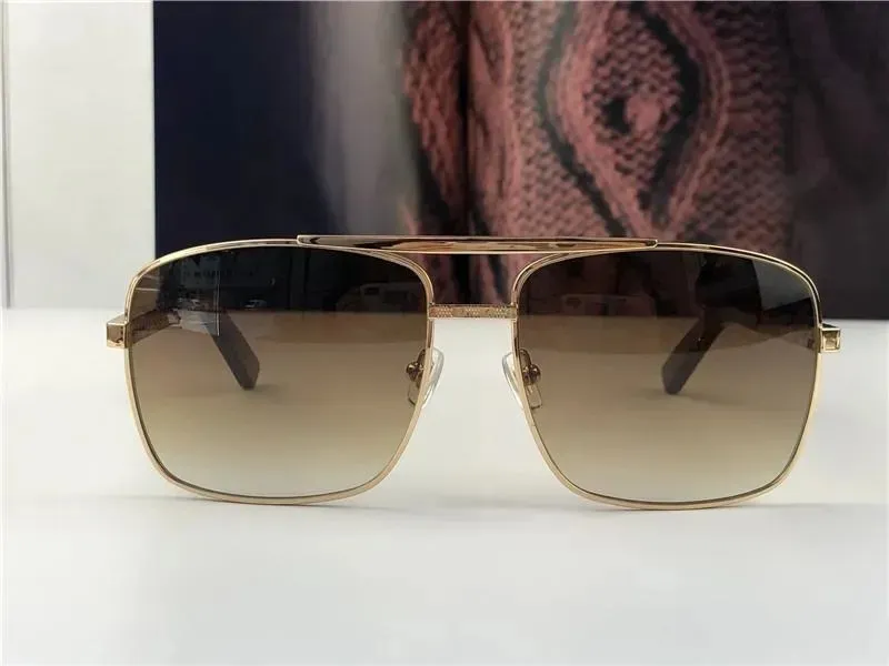 2023Luxury Fashion Classic 0259 Solglasögon för män Metal Square Gold Frame UV400 Unisex Designer Vintage Style Attitude Solglasögon Skyddsglasögon med låda