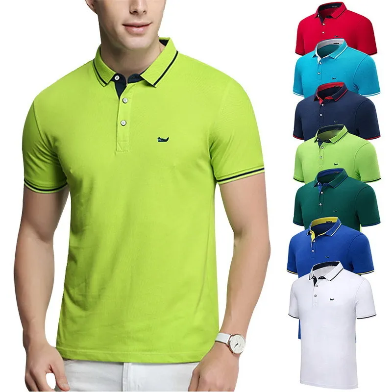 Camisas de polo de polos masculinas masculino algodão de verão do tipo de lapela masculina Camiseta casual de meia idade de meia idade Tee respirável macia S-4xl 230512
