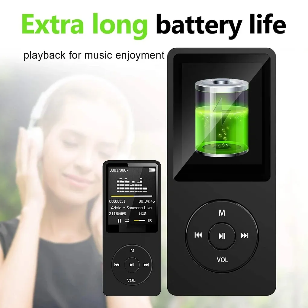 MP3 Player USB Charging Record Digital Display Screen Media Lossless Portable Pocket Sports Running Walking Music Player