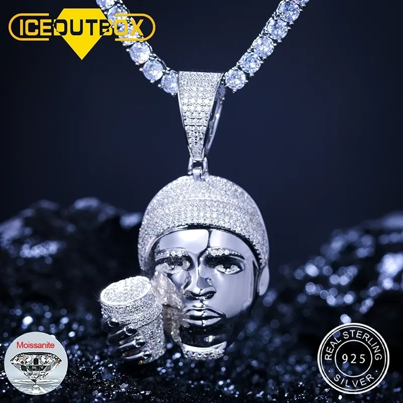 Pendant Necklaces Head Necklace With Cup Unisex 925 Sterling Silver Cheer Up Fashion Men Personality Hip Hop Jewelry Gift 230511