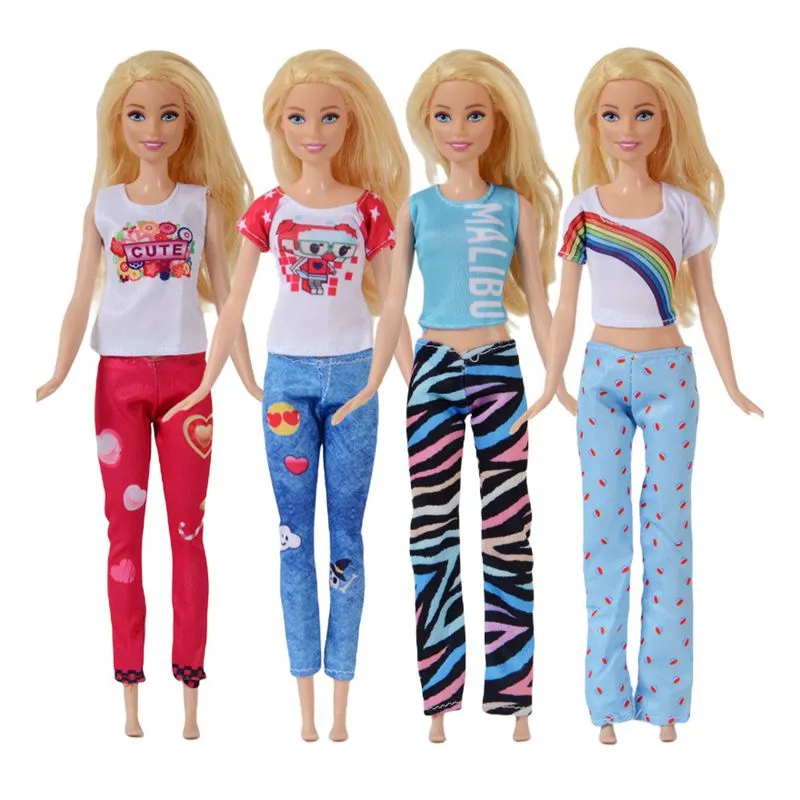 Mode poupée vêtements hauts pantalons livraison gratuite enfants jouets Dolly accessoires robe pour Barbie bricolage cadeau de noël enfant jeu