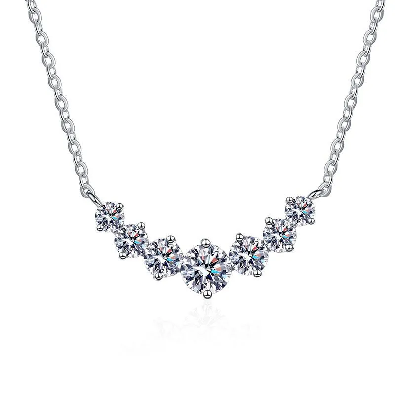 Collier Moissanite complet certifié GRA D couleur S925 argent Sterling 7 pierres 3mm 3.5mm 4mm 5mm collier femme bijoux fins