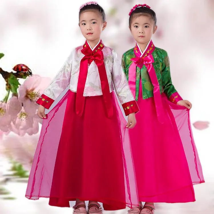 Abiti da ragazza Ragazze tradizionali per bambini Abbigliamento coreano Costume antico Hanbok Costumi di minoranza Abiti da ballo