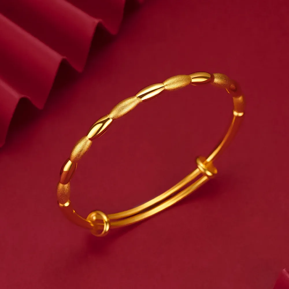 سوار سوار الصلبة المجوهرات 18K الذهب الأصفر المملوءة بالنساء الكلاسيكيات الفتيات بنات أزياء دبي حفل زفاف هدية ديس 60 ملم