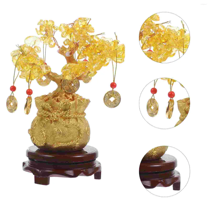 Fiori decorativi Pietre preziose Albero Chakra Decorazioni Cristallo Cupcake Ornamento Bonsai Tumble Chip Fortuna cinese