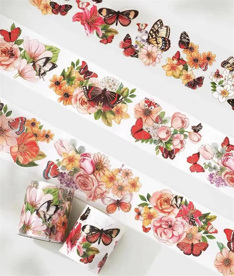 Gift Wrap Vintage Butterfly Floral Shadow Shiny Washi PET Tape For Card Making DIY Scrapbooking Decorative Sticker