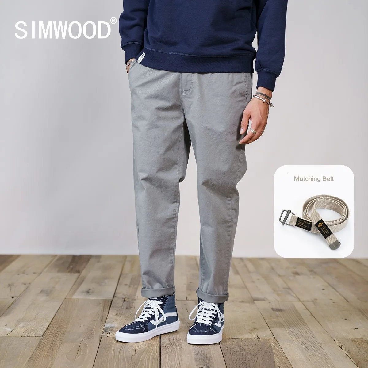 Pantalones de hombre Primavera 100% algodón Pantalones cónicos sueltos Hombres Lavado con enzimas Hasta el tobillo Pantalones chinos de talla grande SK130826 230512