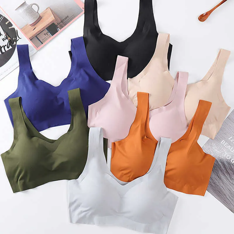 BRAS BRA Sömlös Vest Silk Ice Women Bras Push Up Underwear Lingerie Sleep Top Padded Bralette Bratien Gorge Nijnee Belje Jenskoe P230512