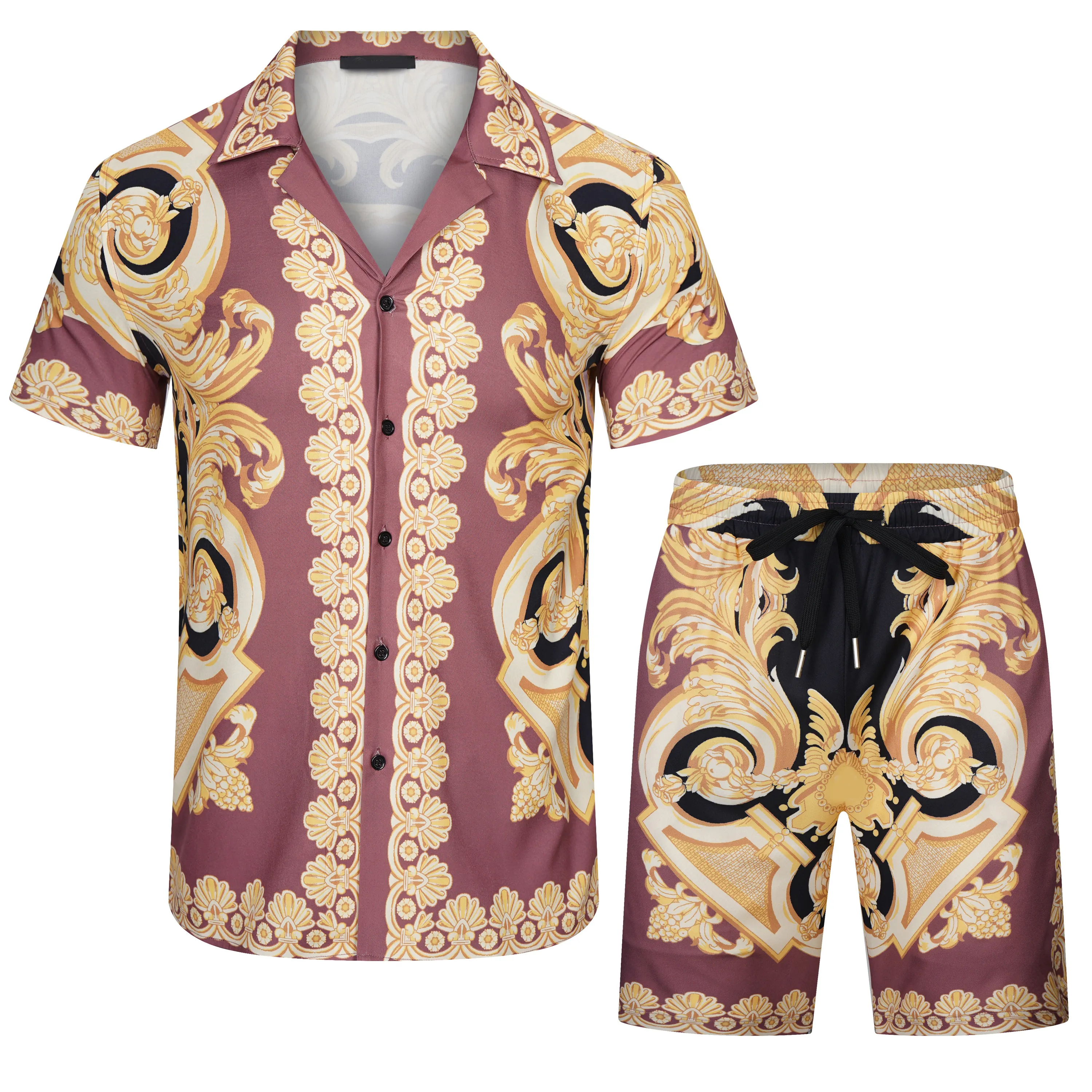 DENGJIAMY - Camicia hawaiana da uomo, con stampa di palme e sole, con bottoni, casual, con colletto, maglietta a maniche corte, abbigliamento estivo da uomo, Blu, XL