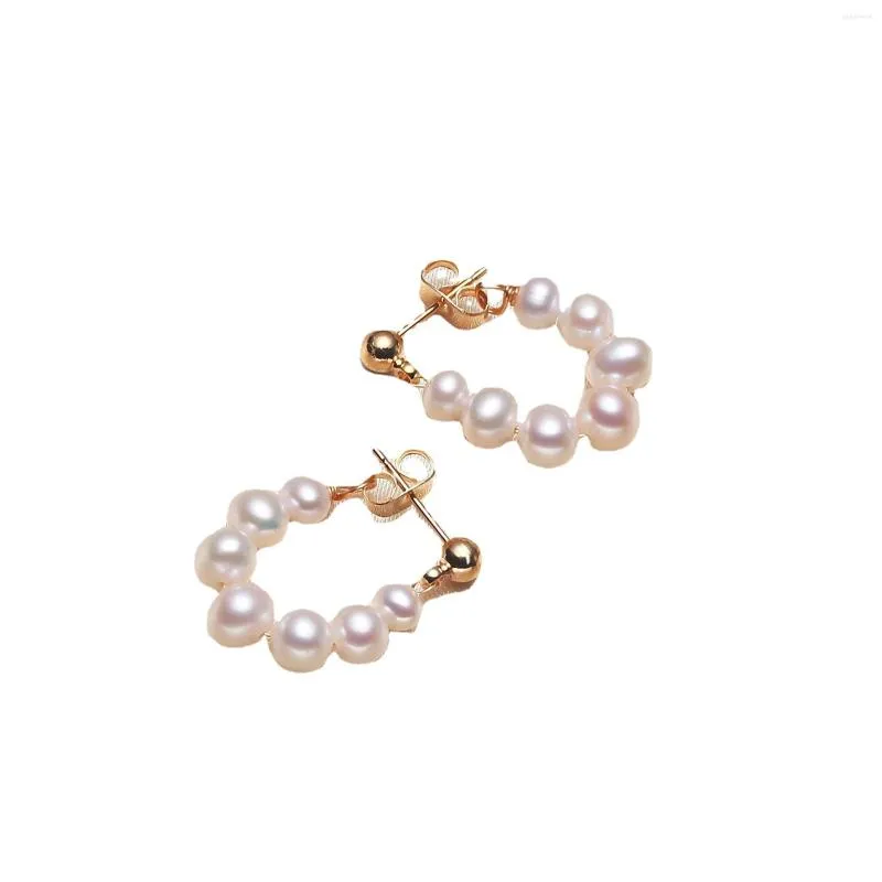 Hoop örhängen äkta pärlor stud mode naturligt sötvatten pärlsmycken gåvor för kvinnor fest bröllopstillbehör