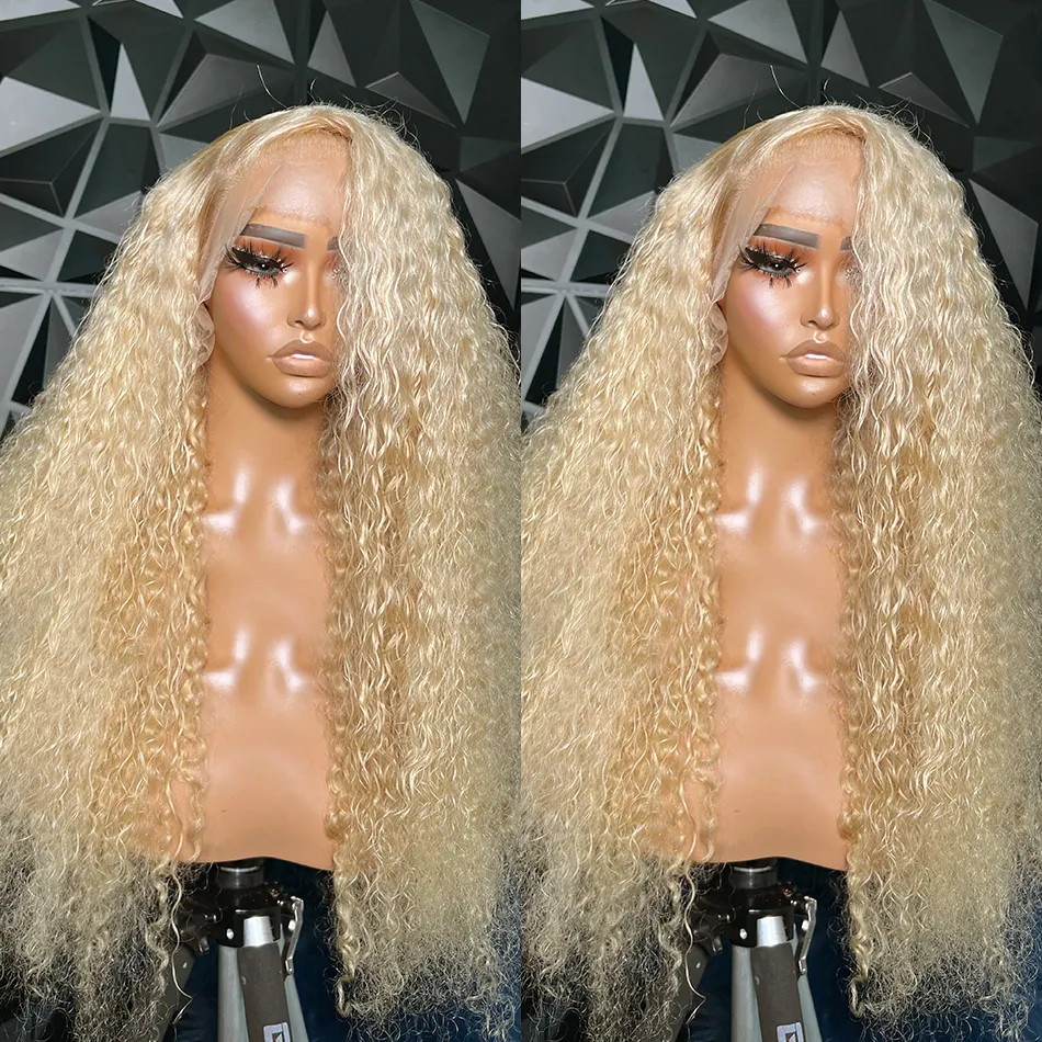 250% 40 Inch 613 Honey Blonde Deep Wave Brazilian Full 13x4 Lace Frontal Wigs Transparent Synthetic Lace Front Wigs Preplucked