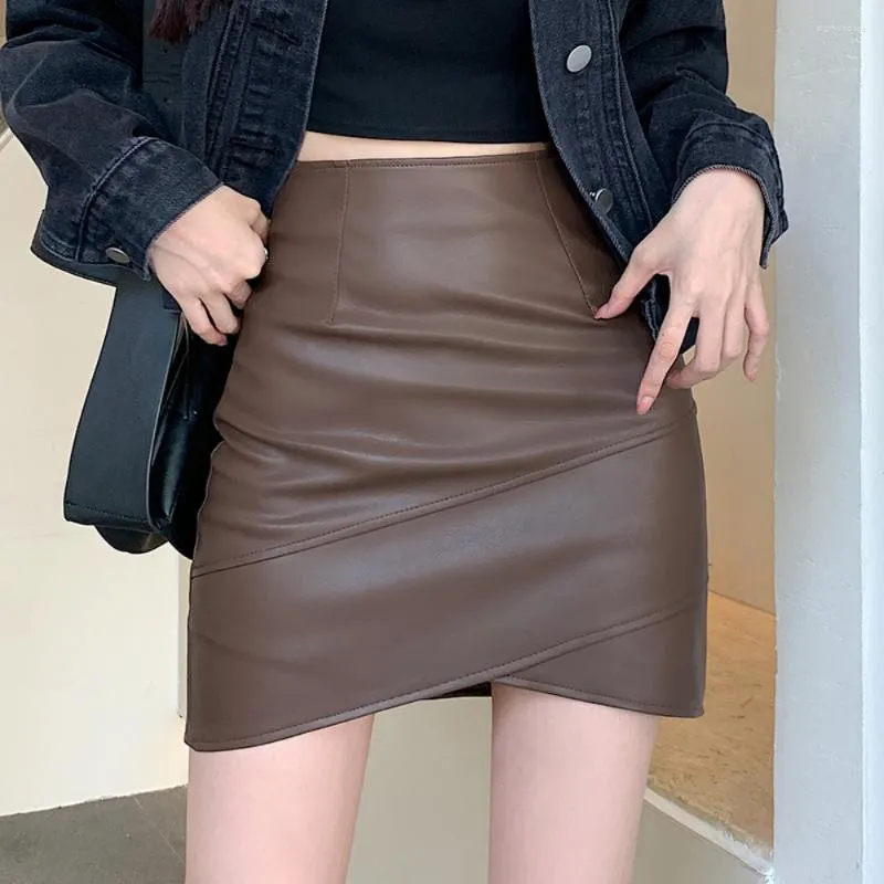 Spódnice damska spódnica ze skóry o wysokim poziomie bodycon mini korea w stylu pu