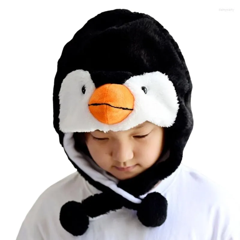 Berets zimowy pingwin kapelusz earflap pluszowy bombowiec zwierzę
