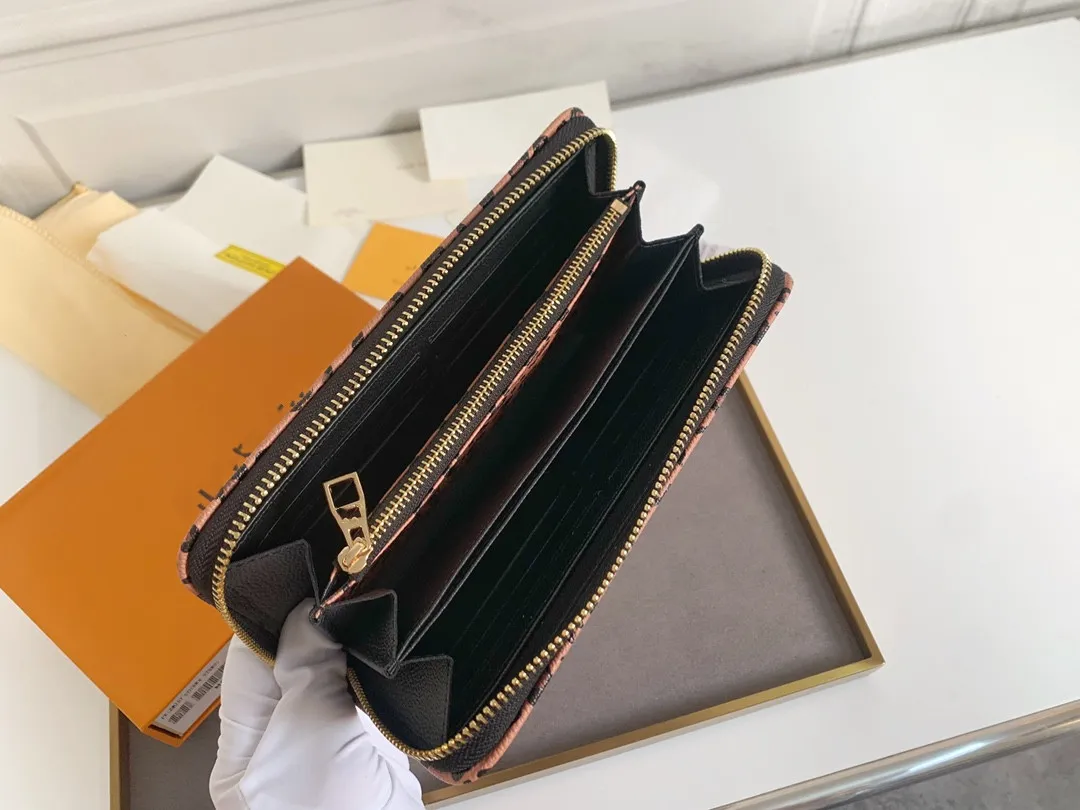 Nowa moda Wysokiej jakości projektant portfela luksusowy oryginalny skórzany torba dla kobiet klasyczny projekt zamków błyskawicznych Portfel dziewcząt M80680