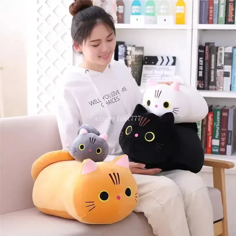 Peluche Chat Noir Long Coussin Corporel – 60 Cm, Doux Et Moelleux, Décoratif, Cadeau Anniversaire Pour Enfants Et Adultes