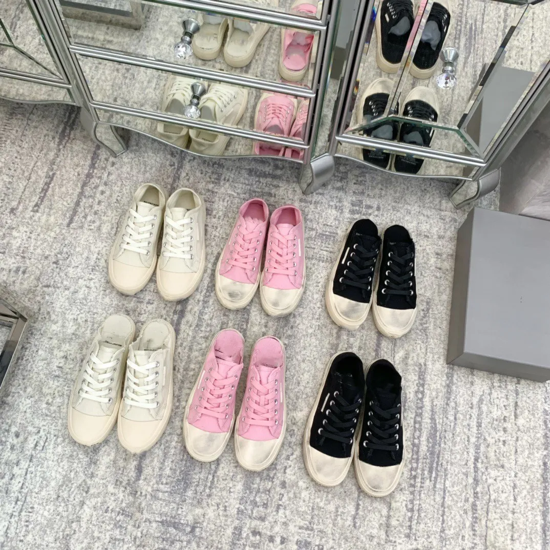 Distressed top canvas shoes