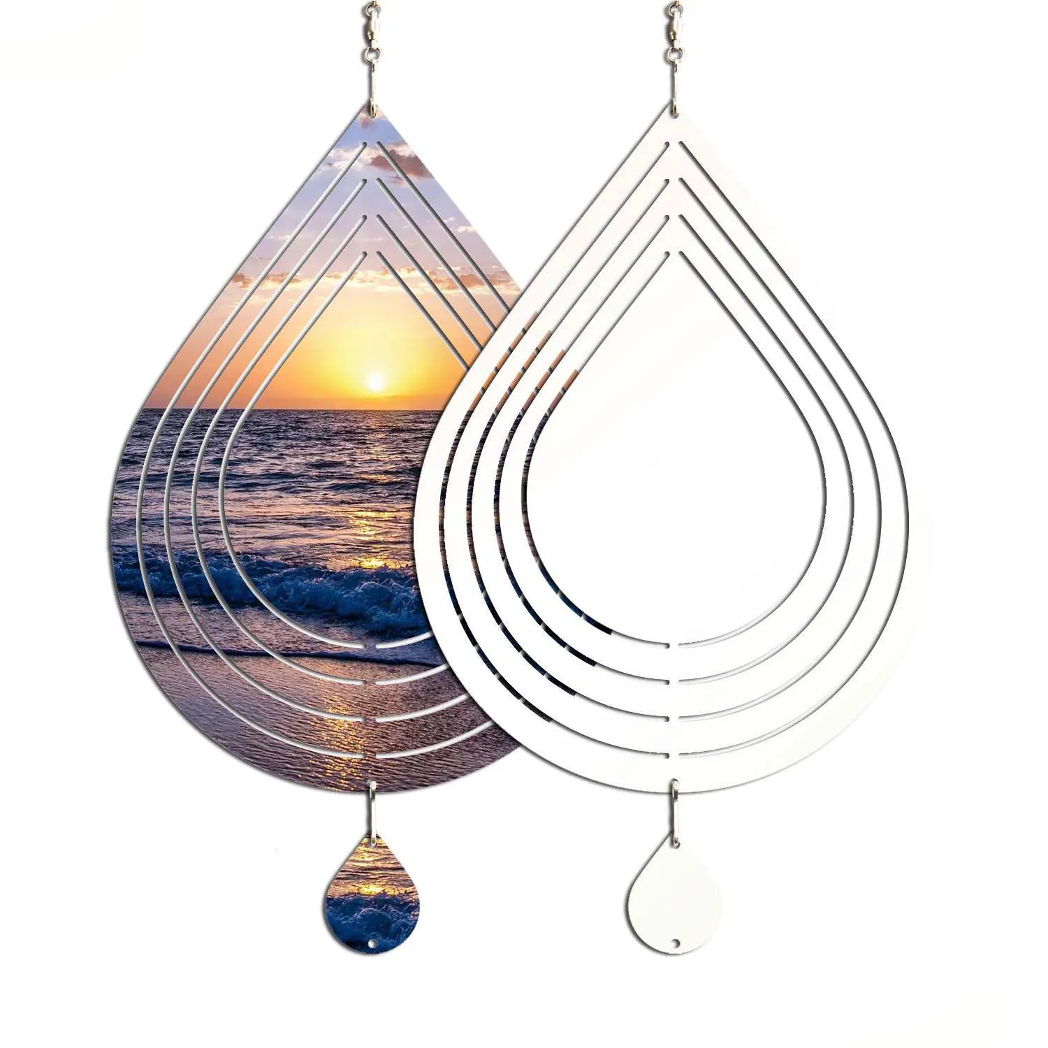 Sublimation Blanks Blank Wind Spinners Alluminum Large Water Fall Shape Spinning Hanging Patio Yard Decoration For Diy Both Sides Dr Dhs7Y