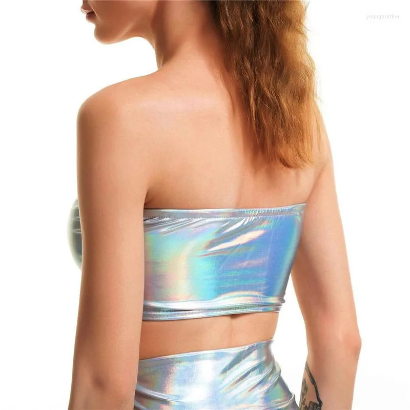 Tute Da Donna Gonna A Tubino Riflettente Sexy Gonna Estiva Da Donna Canotta Olografica Con Ombelico Canotta A Vista Clubwear Corto Da 12 08 DHgate