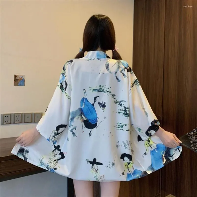 Roupas étnicas japonesas quimono mulheres tradicionais cardigã branco praia yukata cosplay roupas asiáticas haori