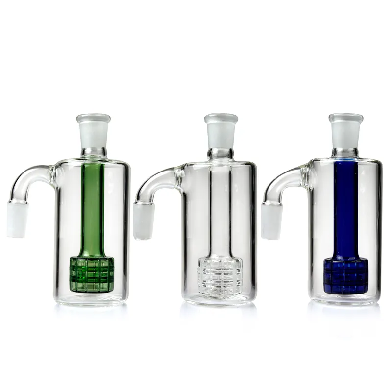 Glass Ash Catchers Hookahs 14mm 18mm 45 grader 90 graders matris Perc Glass Ashcatcher Högkvalitativ vattenfångare Tjock Pyrex Clear Ashcatcher