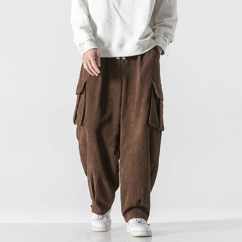 Herrenhosen Frühling Casual Herrenhosen Koreanische Version Cord Einfarbig Overalls Straße Weitbeinige Hosen Trend Große Größe All-Match-Hosen 230512