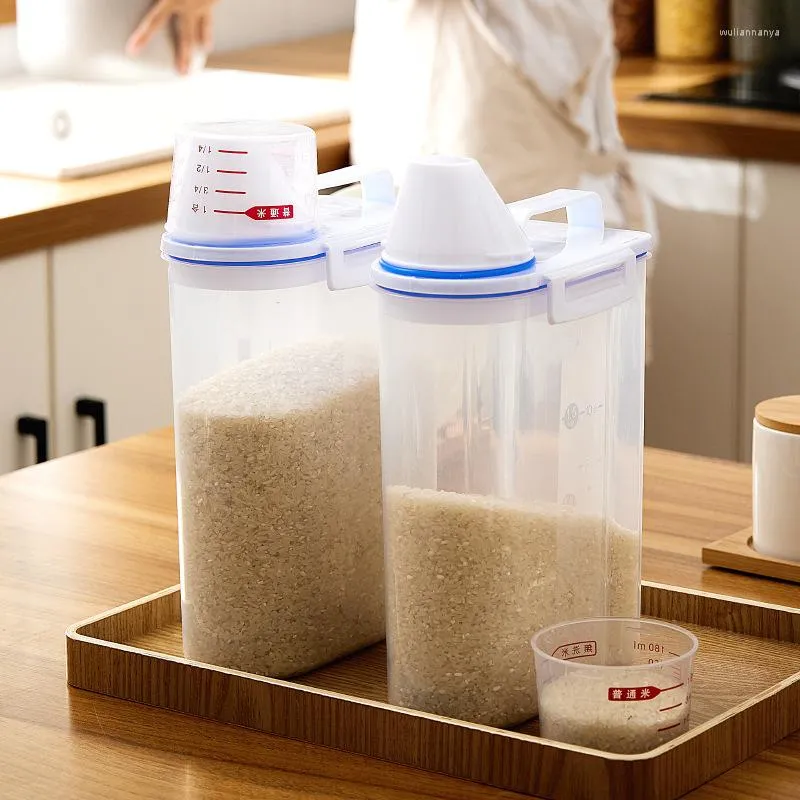 Bouteilles de stockage scellé baril de riz organisateur de cuisine récipient alimentaire pour boîte de farine de Grain organisateur Transparent pratique