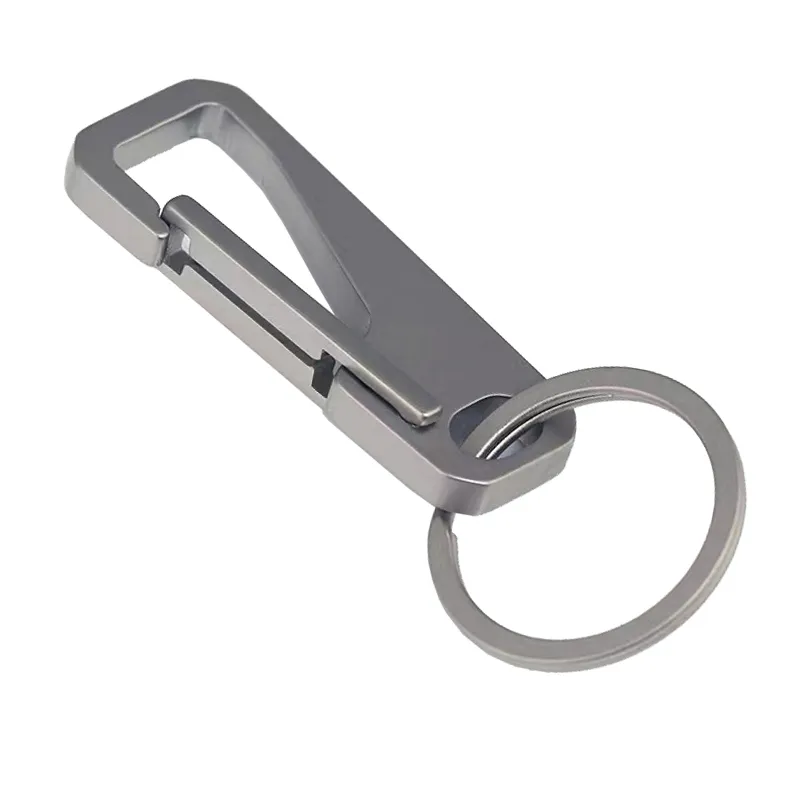 DHL Shipping K2515 Titanium Quick Release Key Chain Clip with 1 Key Rings Heavy Duty Outdoor EDC Small Carabiner Keychain Clip for Men and Women (Grey)