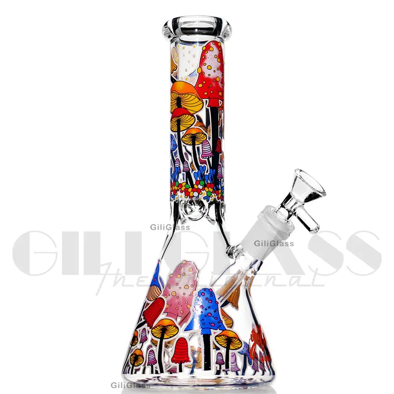 10 inches glass beaker Mushroom grow in dark dab rigs glass smoking water pipe with 14mm bowls waterpipe bongs hookah