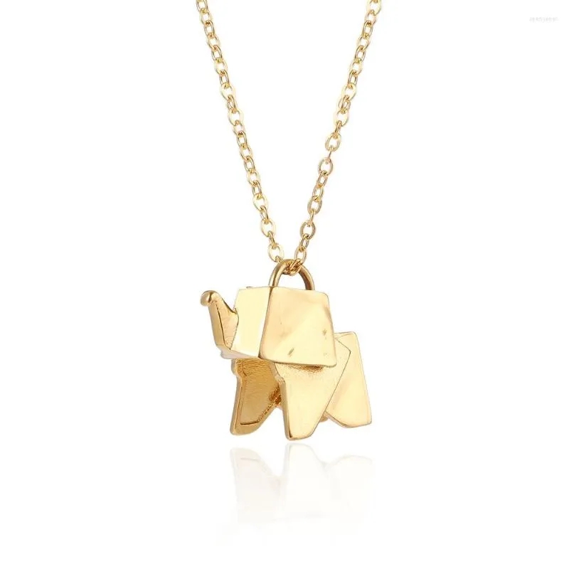 Kedjor rostfritt stål guld och silverfärg djur elefant mode minimalistiska hänge halsband o-kedja kvinnor smycken gåva till flicka