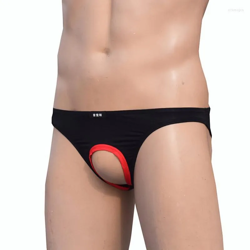 Slip ouvert entrejambe culotte hommes taille basse slips poche bomb e sous v tements m le vider homme Sexy p nis trou