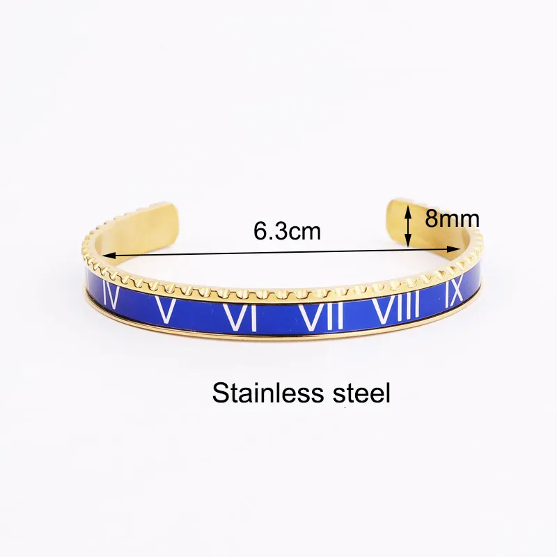 Stainless Steel Cuff Bangle With Roman Numerals For Men_voghion.com
