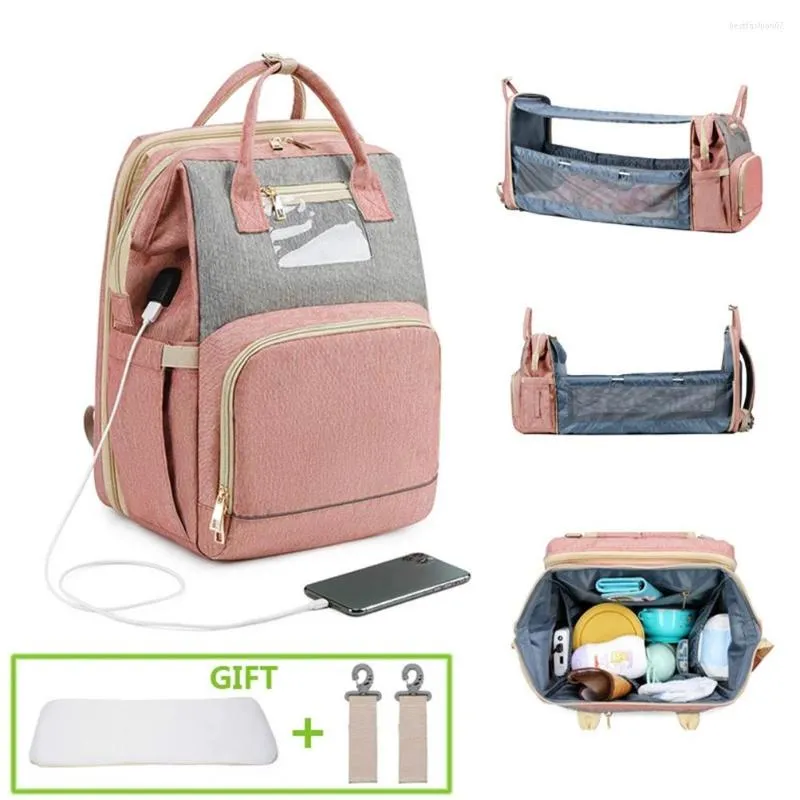 School Bags Diaper Bag Moms And Dads Backpack Multifunctional Baby Bed Maternity Nursing Handbag Stroller Women Large