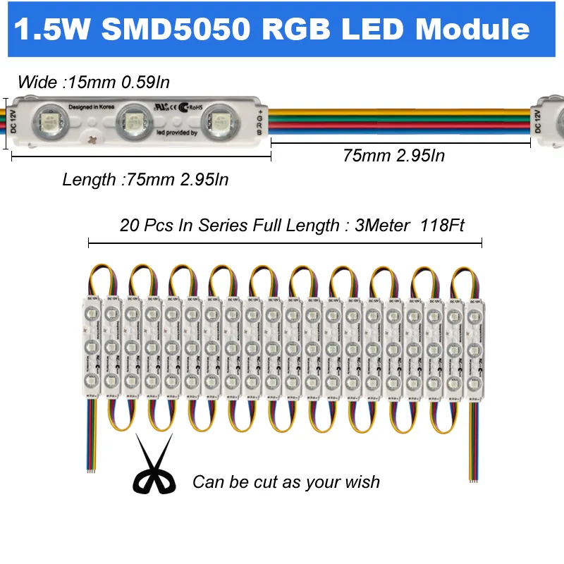 Schaufenster LED Leuchten, Business LED Modul Für Schilder,  Fensterbeleuchtung, RGB, 3 LEDs, 5050, Mehrfarbig, LED Streifen, Laden,  Werbeschilder, Innen Und Außendekoration, Usalight Von 48,5 €