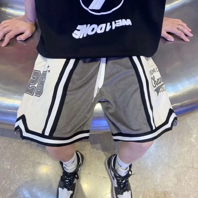 Vintage Hip Hop Mens Casual Sweat Shorts With Embroidered