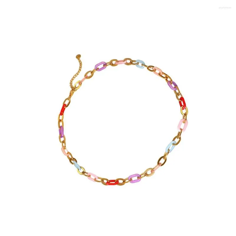 Chaînes femmes collier coloré fermoir cou chaîne Flexible mode tour de cou fête vacances bijoux fille Dressing décoration