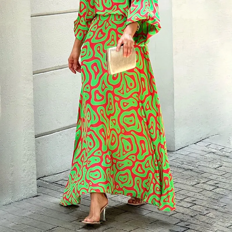 astr green halter dress Figure Flattering Two Piece Set in Moss Green Satin – Fé main image 0