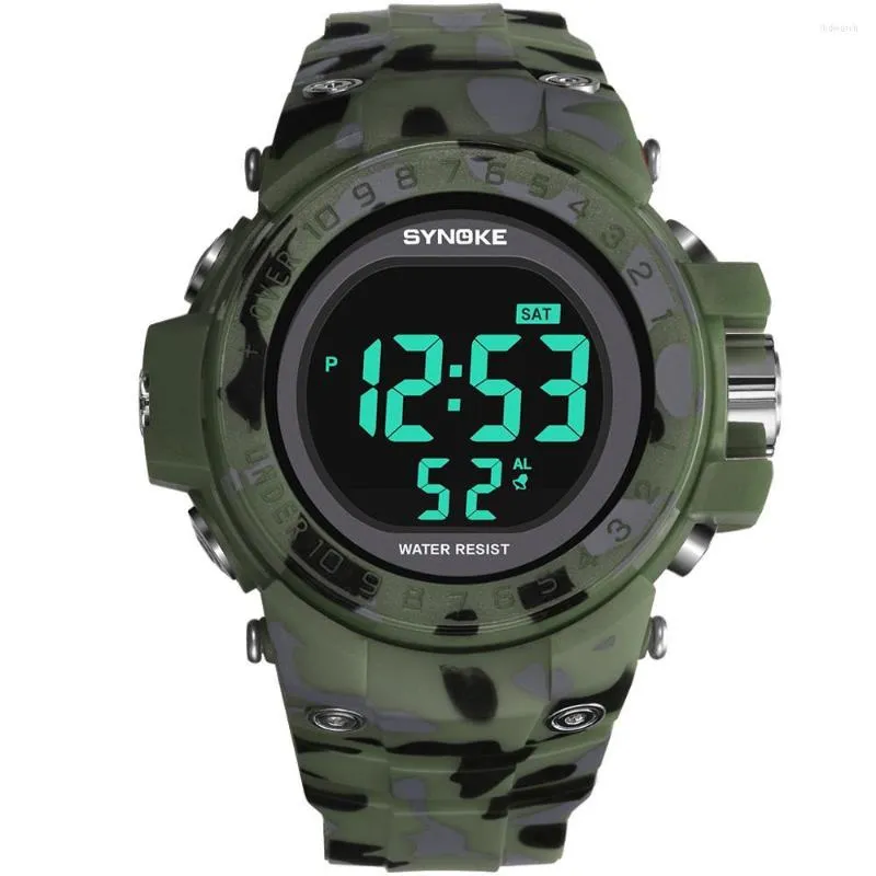 Orologi da polso SYNOKE Sport Orologi da uomo Orologio militare Impermeabile Allarme luminoso Orologio elettronico Camouflage Digital Relojes