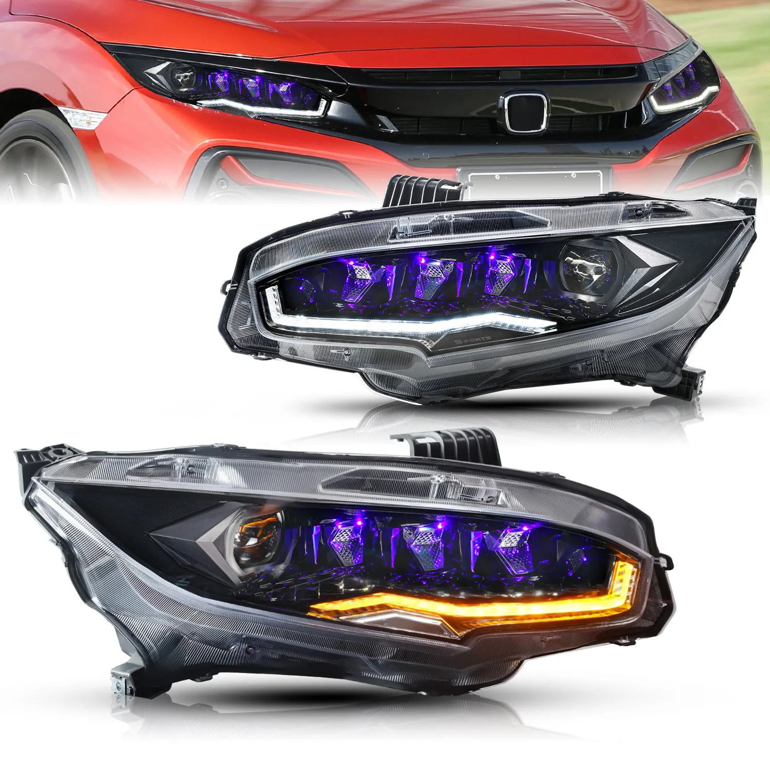 2024 Faróis LED Para Honda Civic 10ª Geração 2016 2023 Conjunto De Faróis  De Projetor Estilo Estrela Diamante De Lente Dupla, Luzes De Corrida De  $4.044,76 | DHgate, image size:1500x1500