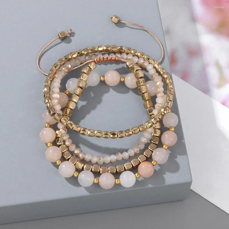 Braccialetto di perline Reiki Strand Perline di pietra naturale Braccialetti di quarzo Amazonite Donna Uomo Guarigione fine multistrato per regalo di gioielli