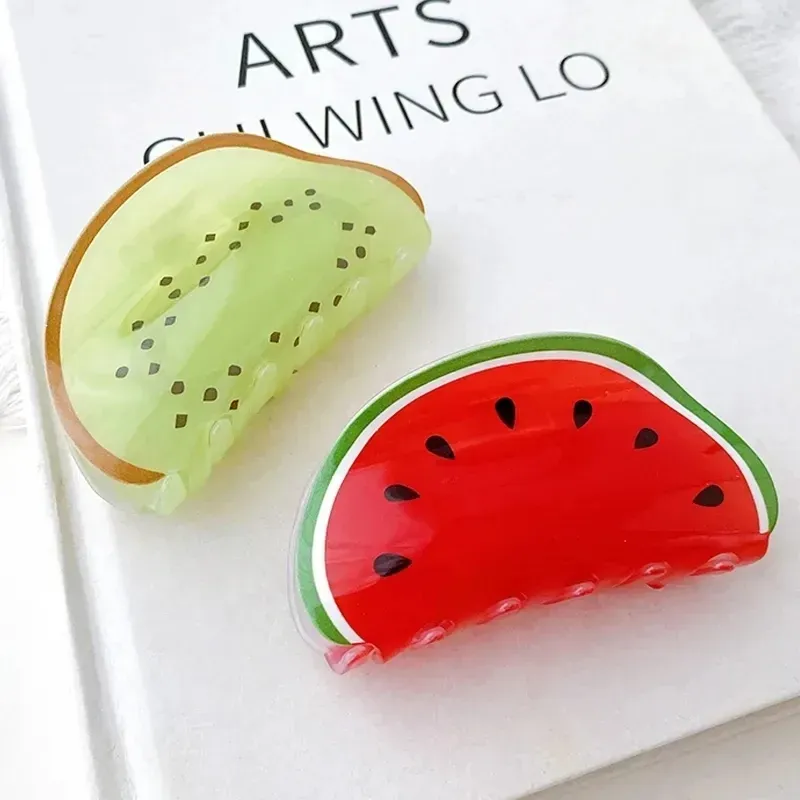New Creative Design 8.5cm Dragon Fruit kiwi Watermelon Orange Cute Fruit Hair Clip Claw Hair Accessories For Women Girls