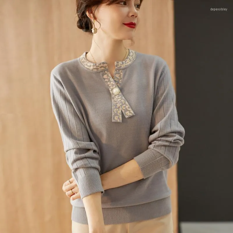 Women's Sweaters 2023 Spring Autumn Mom Sweater High-Quality Knitted Oversized Jumper Fashion Irregular Collar Winter Women Pullover