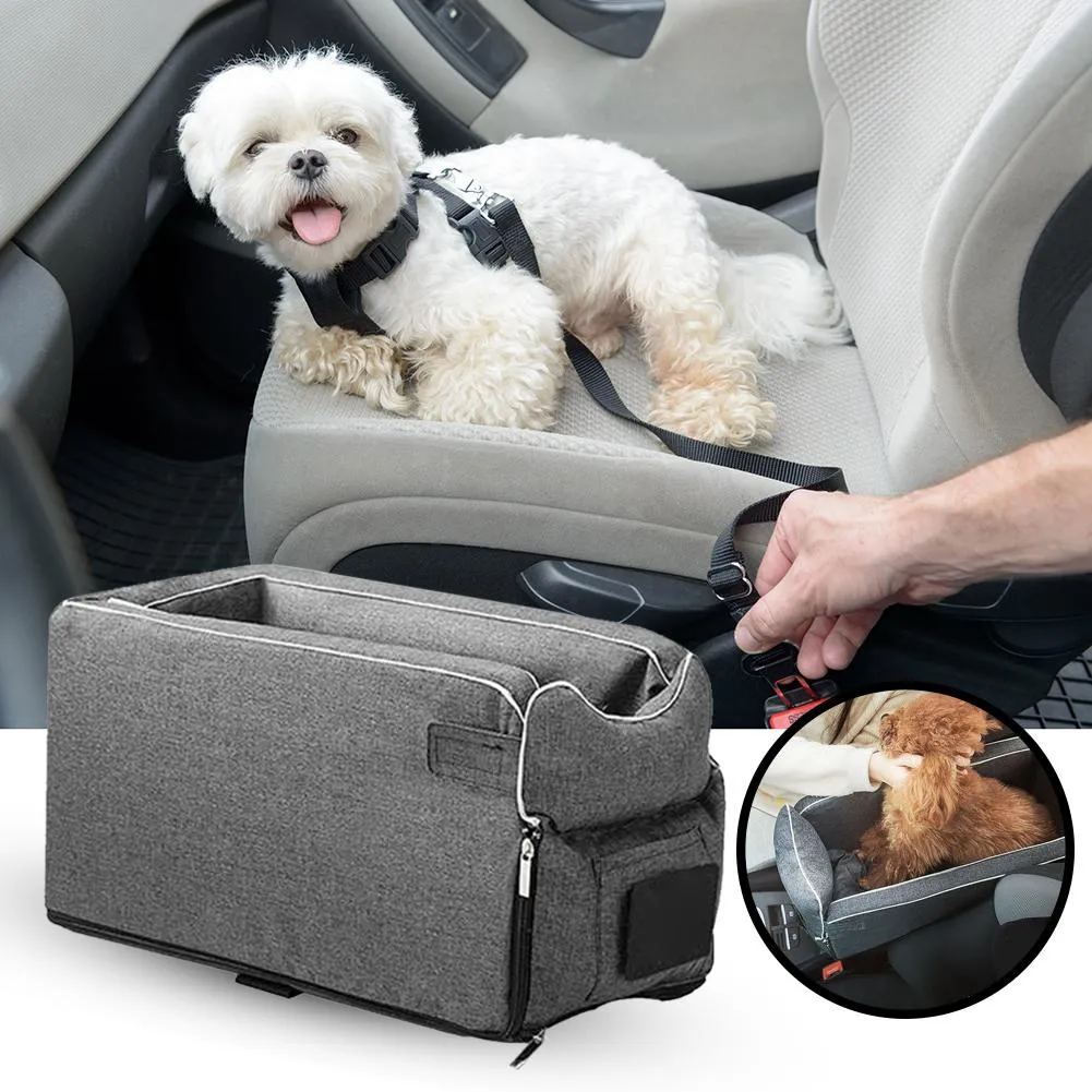 Портативное автокресло для собак с центральным управлением, нескользящие переноски для собак, безопасный автомобильный подлокотник, бустер, питомник, кровать для маленького сиденья для собак, гнездо