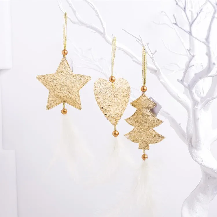 Kerstdecoraties 1 stks glitters hangende kerstveer hanger ornament -boom voor thuiszakdecoratie