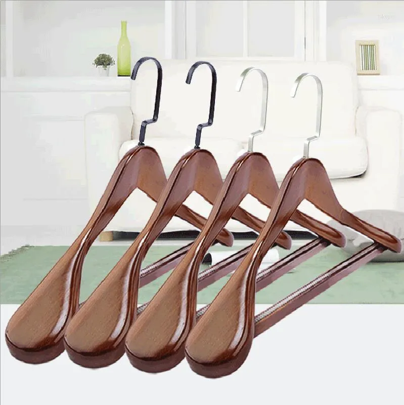 Hangers 4pcs/lot 40/44/45cm Men's And Women's Solid Wood Wide-shoulder Clothes Rack Clothing Store Suit Without Trace Anti-skid