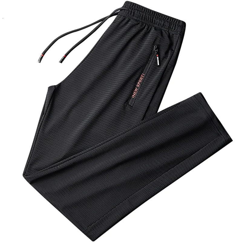Men's Pants Summer Breathable Mesh Black Sweatpants Men Joggers Sportswear Baggy Trousers Male Casual Track Pants 7XL 8XL 9XL 230512